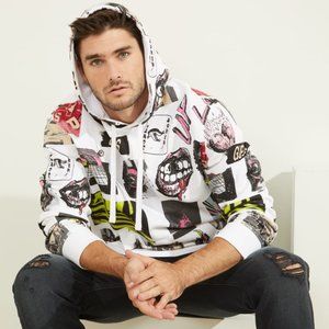 GUESS Finch Terry Digital Vibes Hoodie sz S
